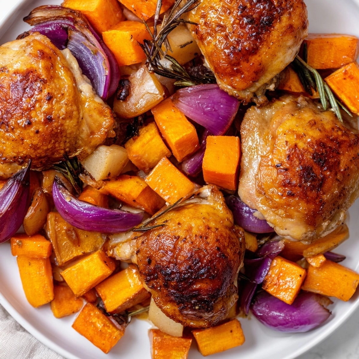 Aromatic Honey-Glazed Chicken and Roasted Root Vegetables, a crisp and colorful one-pan meal.