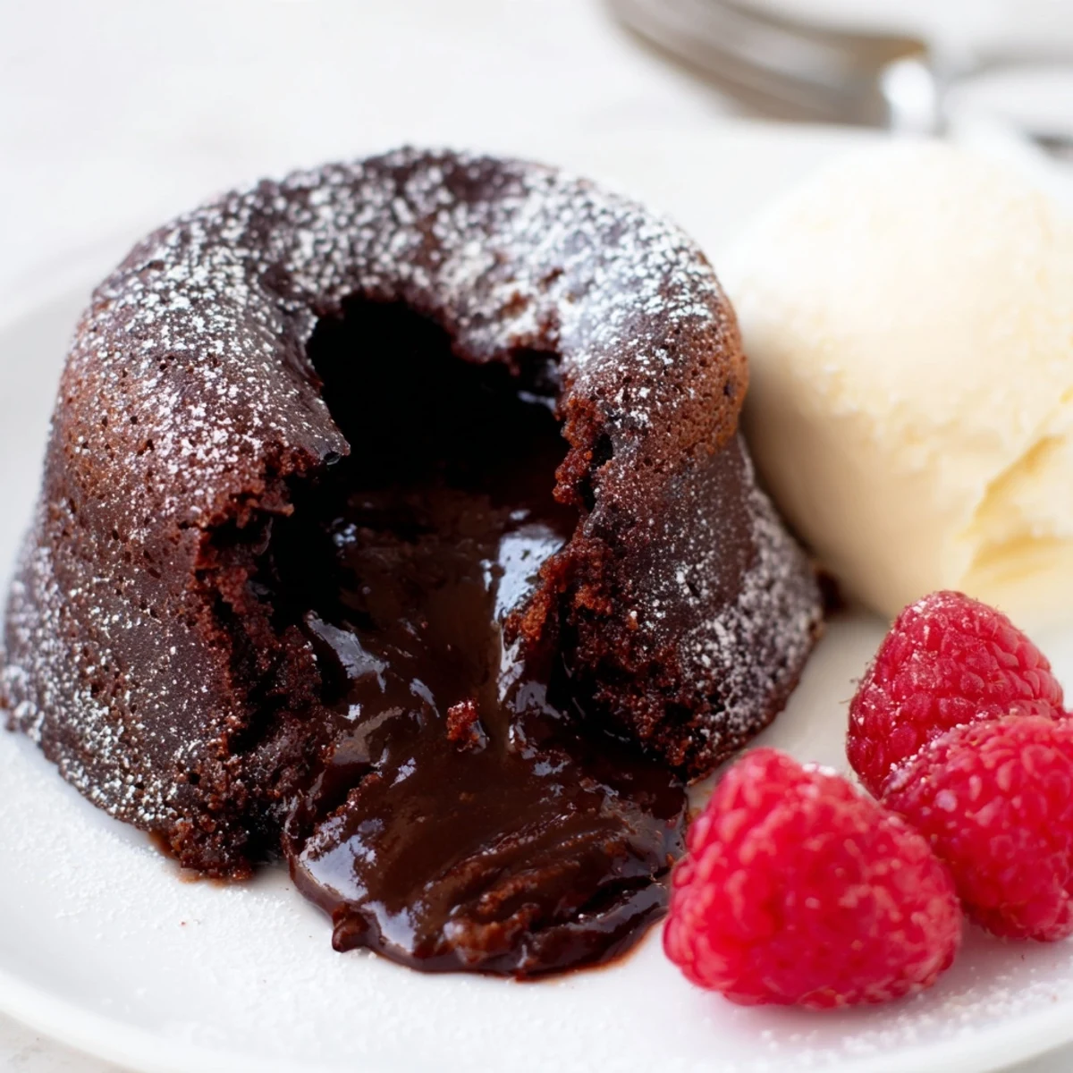 Visual of rich dark chocolate lava cakes, perfect for a romantic dessert night with cocoa!