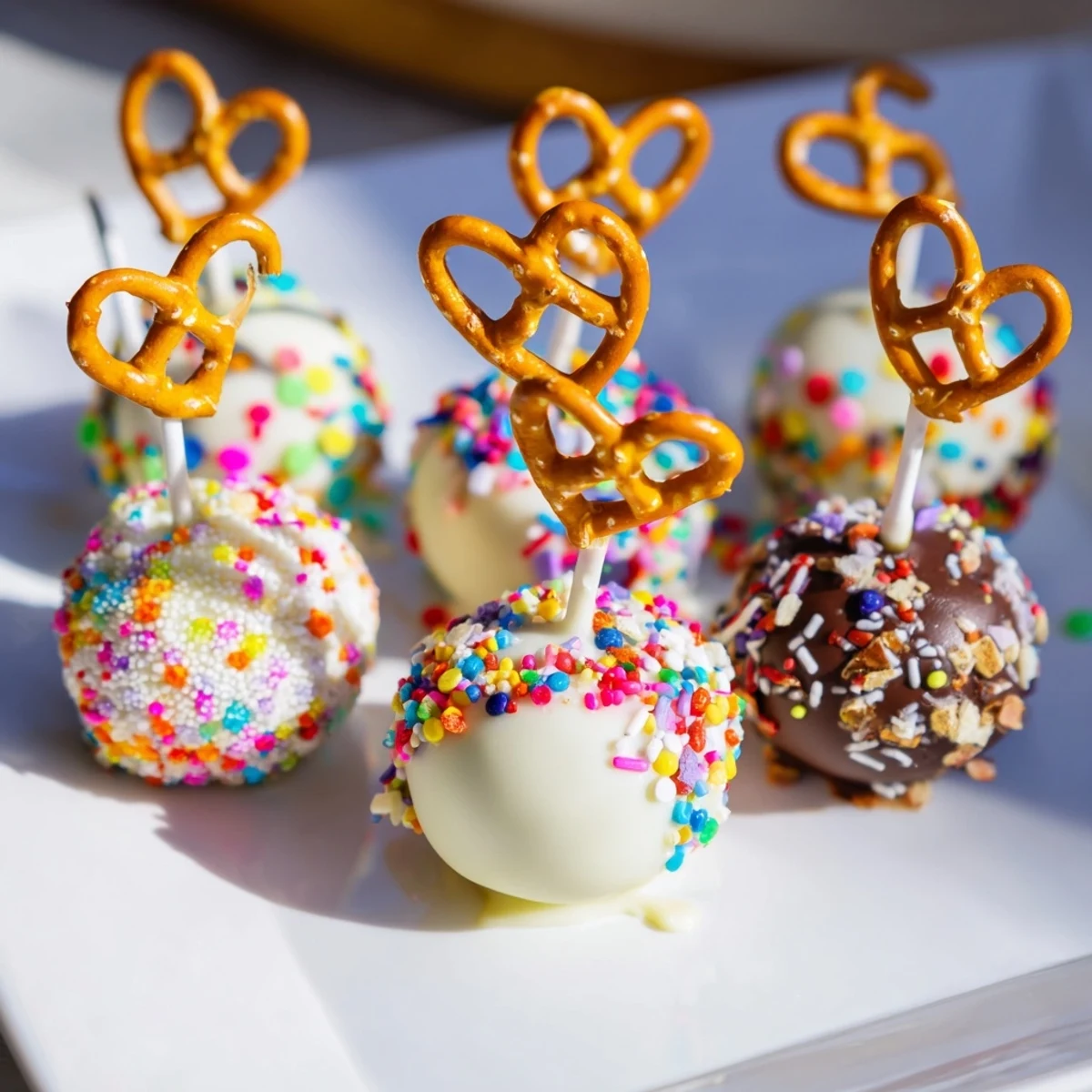 Vibrant Ornament Ball Cake Pops: festive holiday desserts displayed, ready to delight at any celebration.