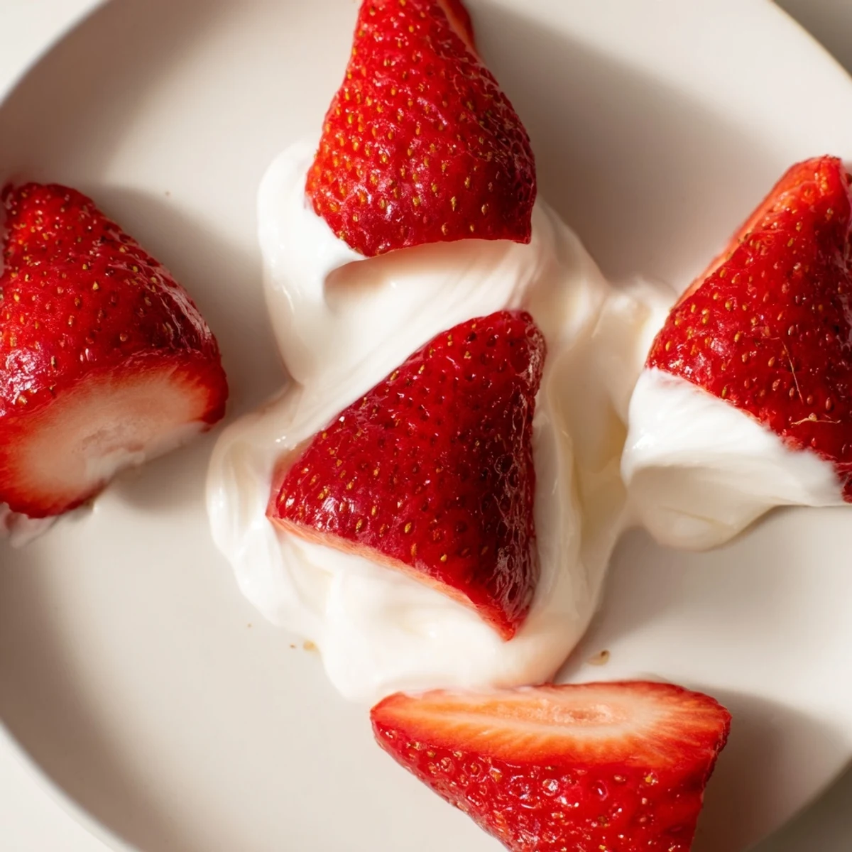 Frozen Yogurt Dipped Strawberry halves, a light and guilt-free treat, perfect for any occasion.