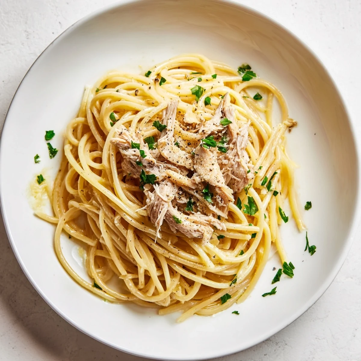 Creamy Simple Garlic Butter Bucatini features perfectly cooked bucatini tossed in aromatic garlic butter sauce.