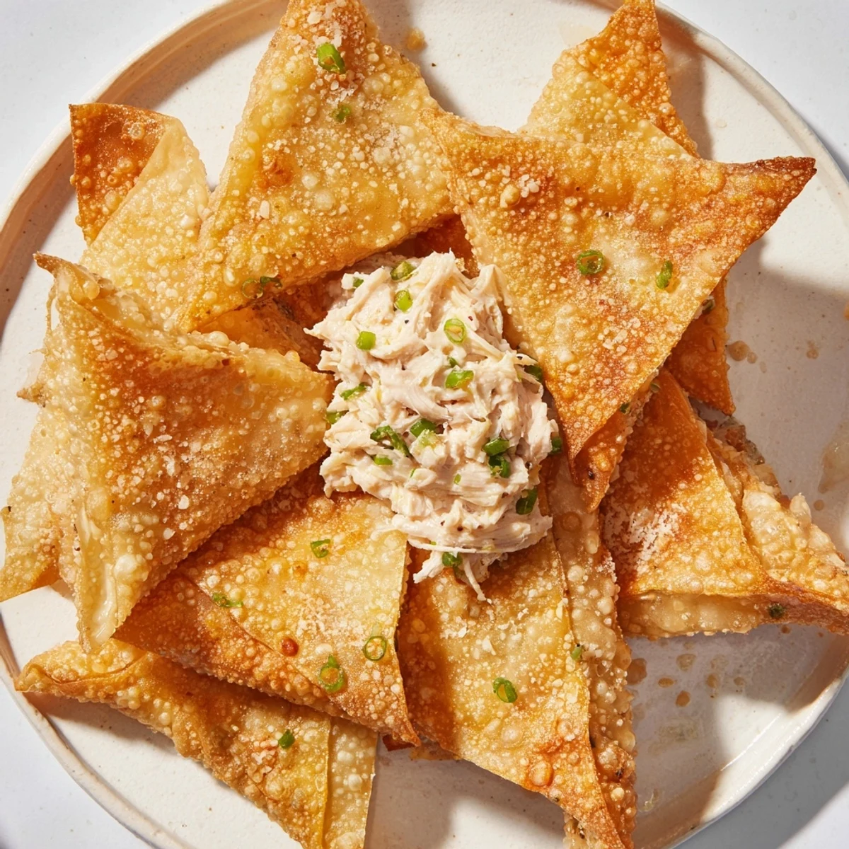Close-up of freshly cooked Air Fryer Lumpia Chips, crunchy and delicious, ready to be enjoyed.
