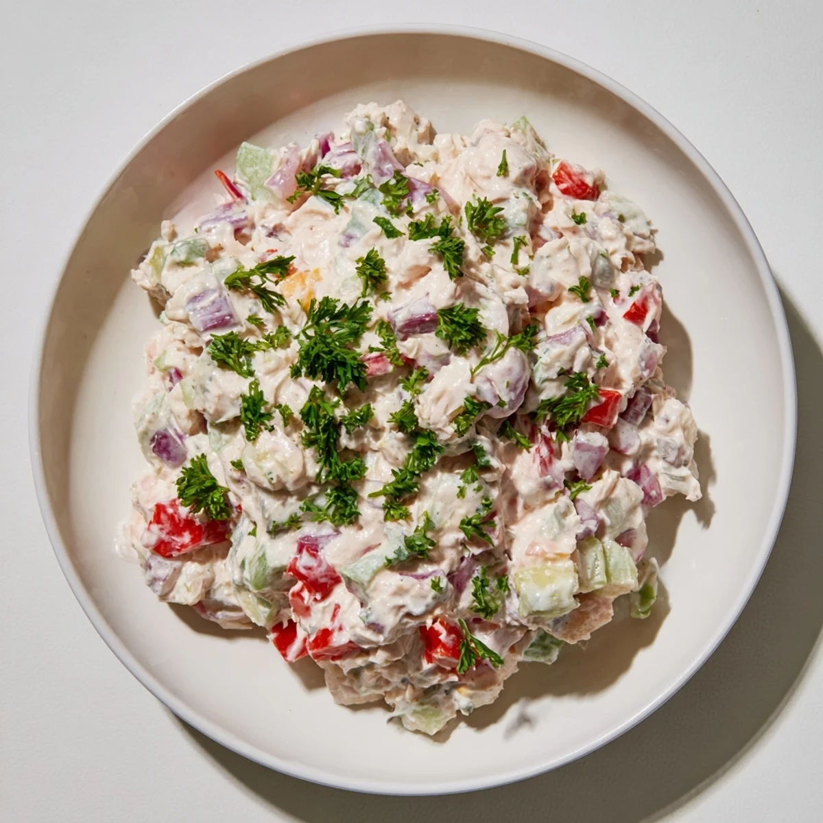 Enjoy a delicious sandwich with easy Canned Chicken Salad with Mrs. Dash and fresh parsley.