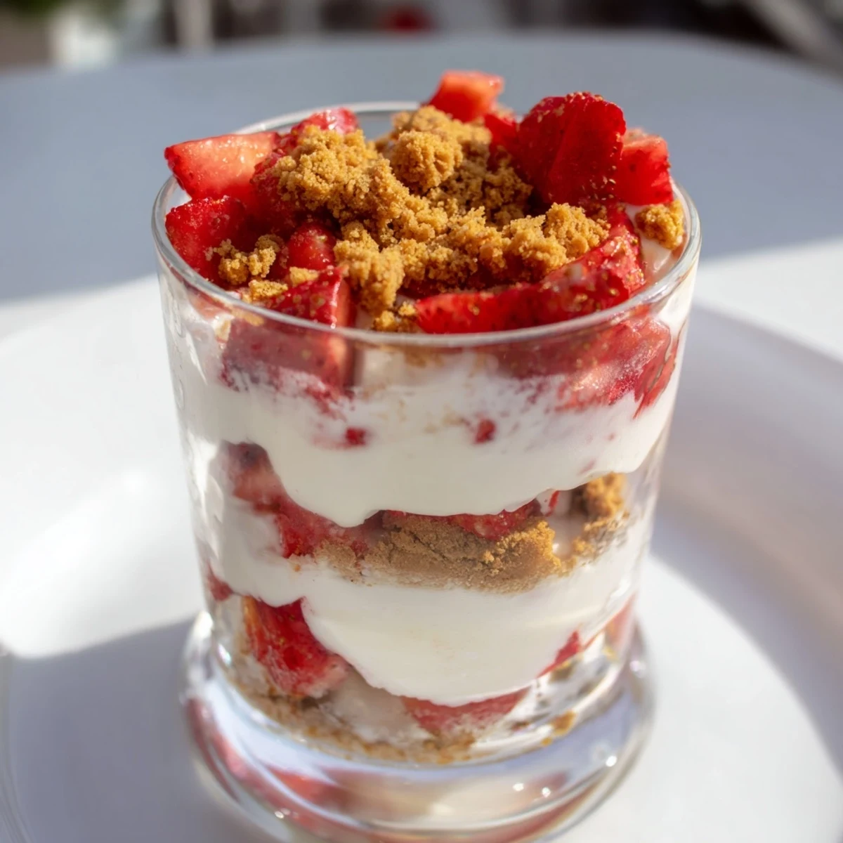Enjoy a decadent Strawberry Cheesecake Parfait, a quick no-bake recipe with beautiful, individual dessert cups.