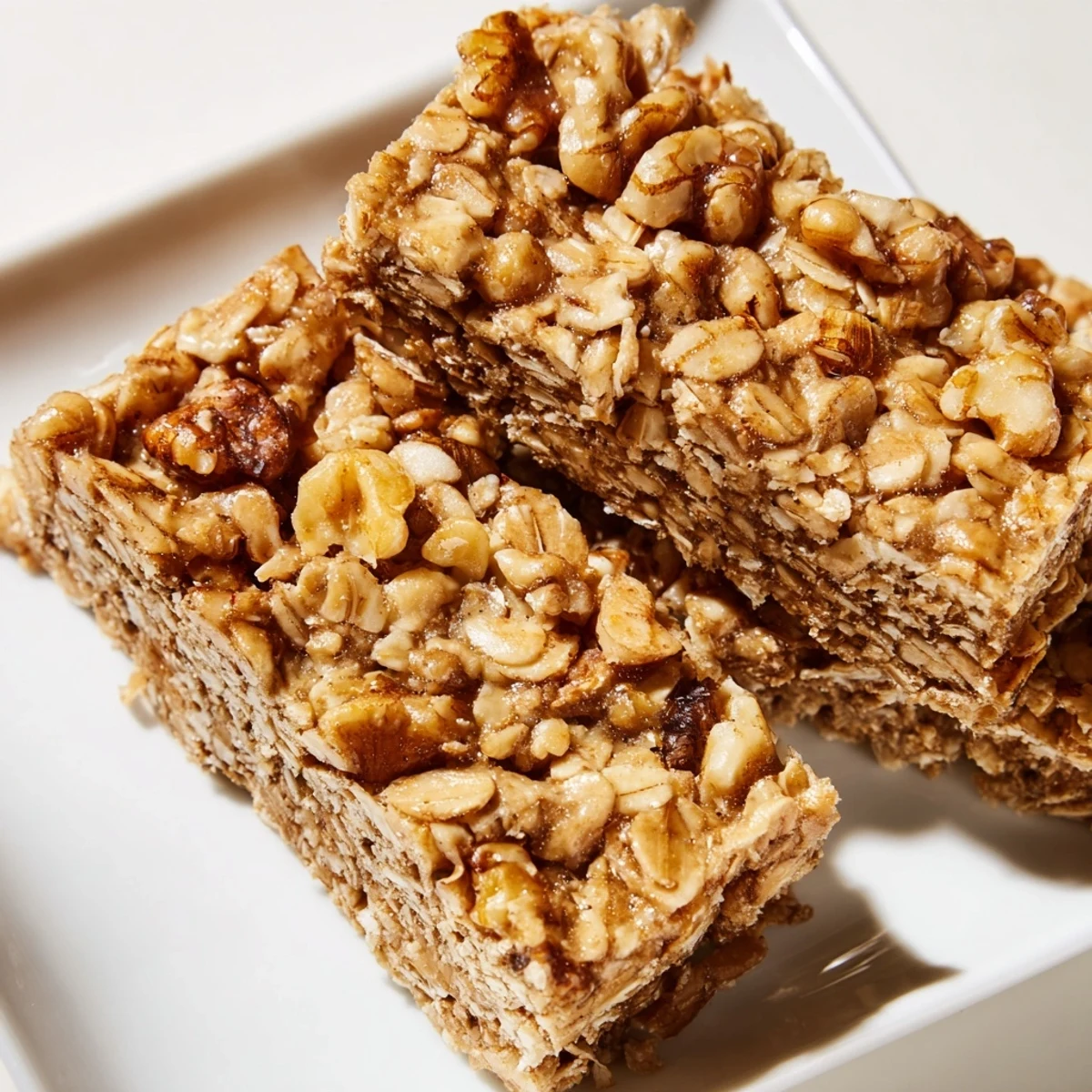 Golden baked maple cinnamon oatmeal bars, perfect for a cozy breakfast treat.