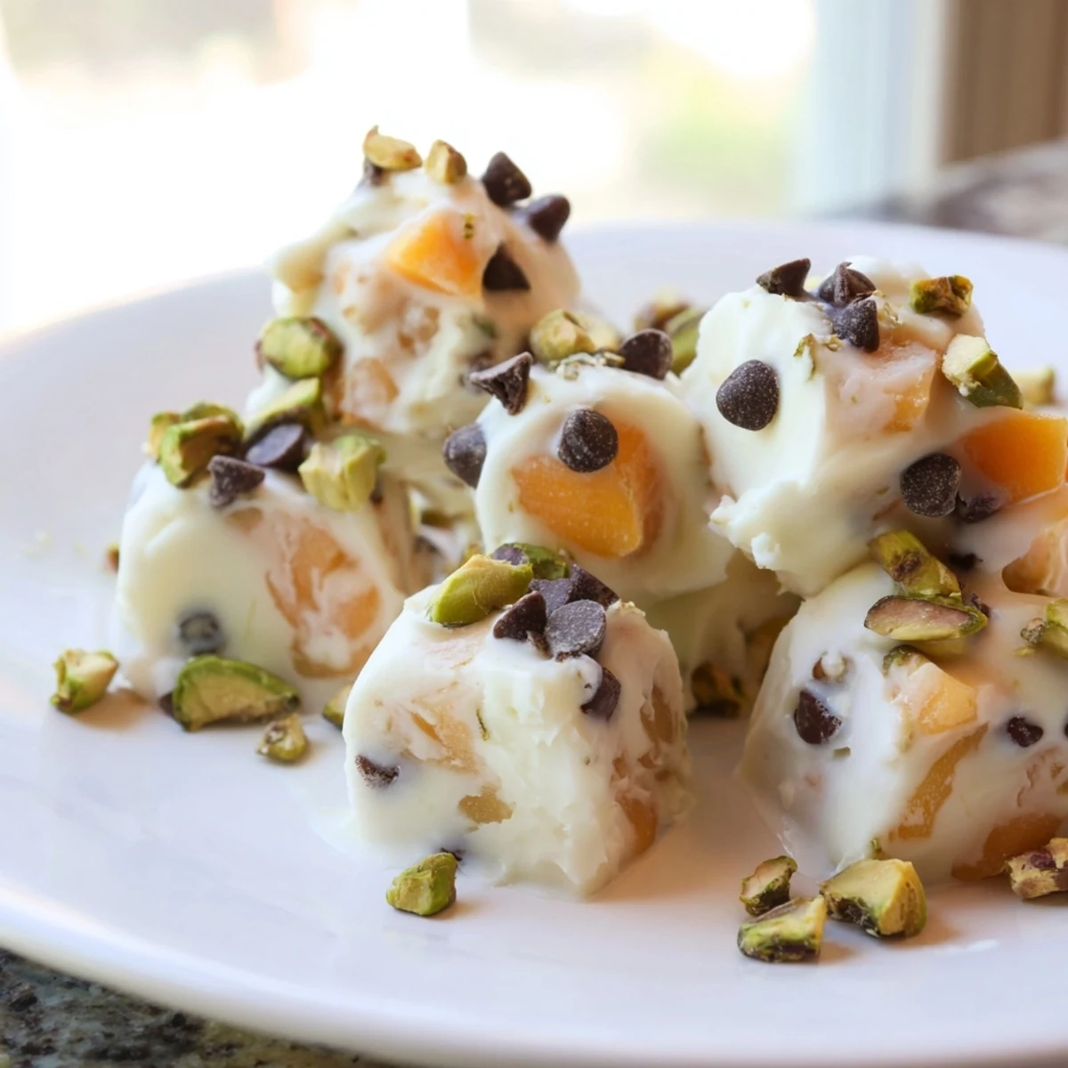 Frozen Peach Yogurt Bites