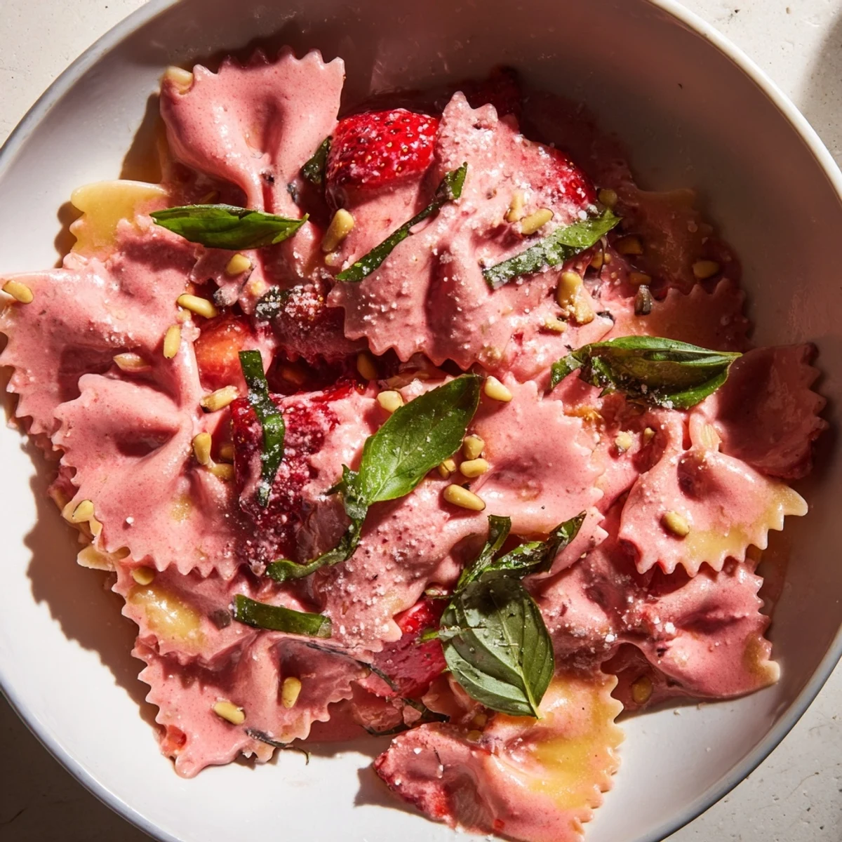 This creamy Strawberry Sour Cream Pasta features perfectly cooked pasta enveloped in a luscious, sweet sauce.