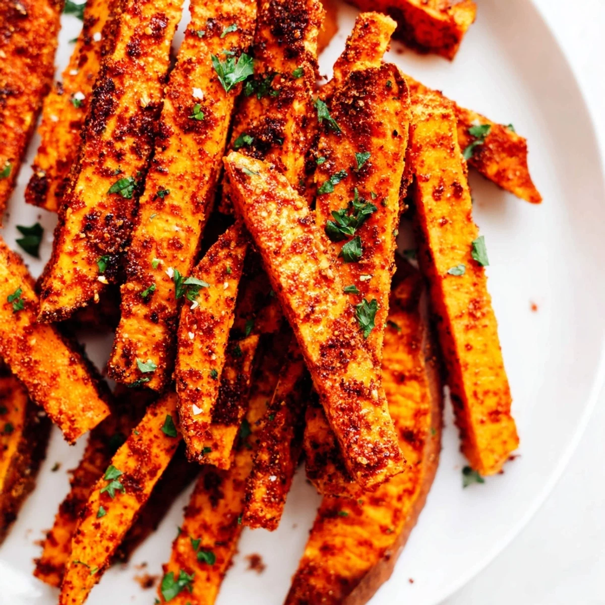 Golden-brown Cajun spiced sweet potato fries, perfectly crispy and ready for dipping.