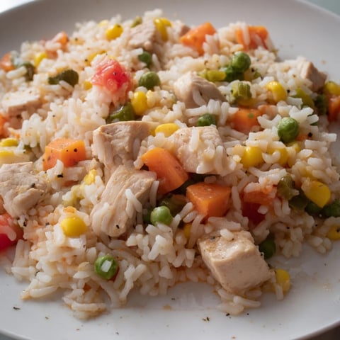 Image: One-Pot Chicken and Rice that is steaming