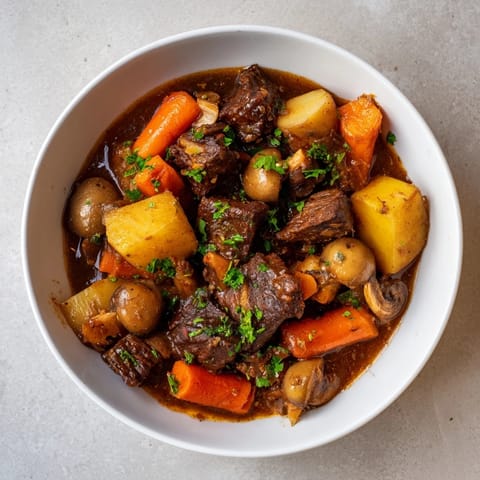Earthy beef stew with bread