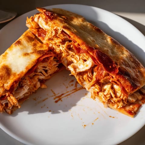 Golden brown crust encases the melty cheese and chicken in this hearty Leftover Pizza Grilled Cheese.