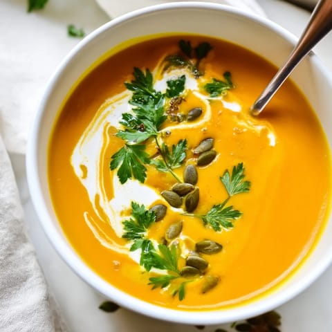 Creamy Butternut Squash and Apple Soup served in a rustic bowl with a slice of crusty bread.