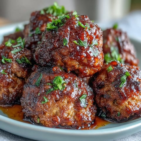 Slow Cooker Peach Glazed Meatballs in a slow cooker with a glossy, sweet, and tangy peach sauce.