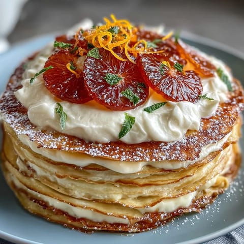 Blood Orange Curd Crêpe Cake