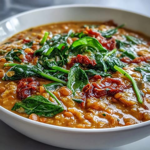 A vibrant bowl of vegan coconut lentil dahl, creamy and aromatic with spinach, lime, and warming Indian spices.