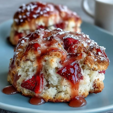 Lemon Glazed Strawberry Scones