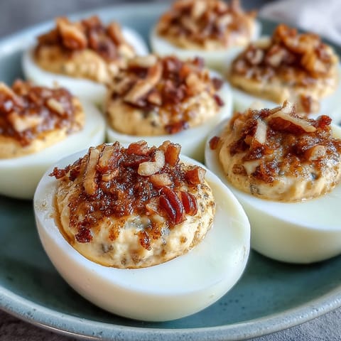Cute deviled egg chicks with carrot beaks and peppercorn eyes, perfect Easter appetizer for kids and parties.