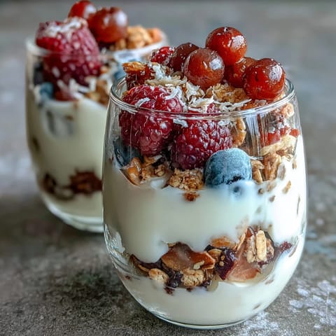 Mothers Day Brunch Yogurt Parfait Bar with Fresh Berries and Crunchy Toppings