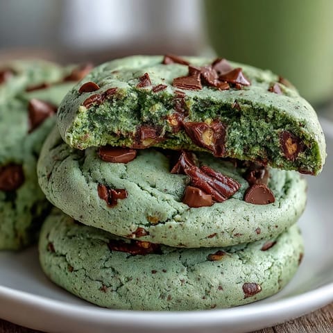 St. Patrick's Day Pistachio Pudding Cookies with vibrant green color and soft, chewy texture, featuring real pistachios and vanilla.