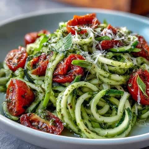 Zucchini Noodles Pesto Tomatoes