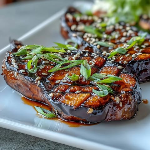 Roasted eggplant halves glazed with sweet miso, caramelized under the broiler for a rich umami flavor.