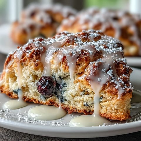 Flaky, buttery Lemon Blueberry Scones baked to perfection, bursting with juicy blueberries and a hint of citrus zest, perfect for brunch.  
