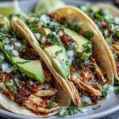 Delicious slow cooker salsa verde chicken tacos ready for dinner.