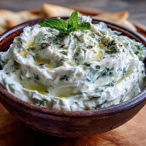 Creamy Greek Skyr Tzatziki with refreshing cucumber, a healthy, zesty, easy appetizer.