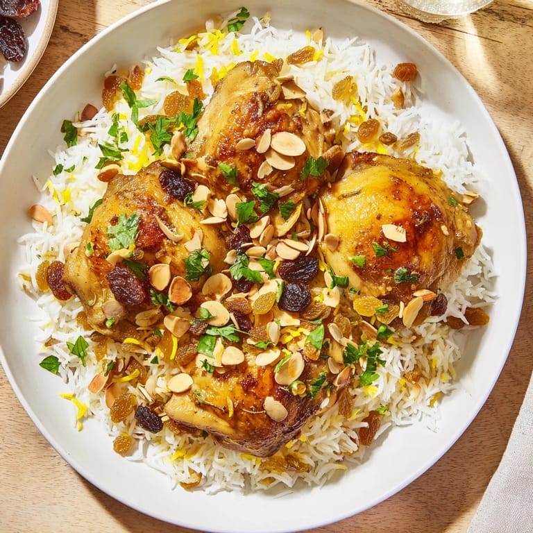 Tender chicken and fluffy basmati rice are beautifully combined in this vibrant Saffron Chicken and Rice Pilaf.