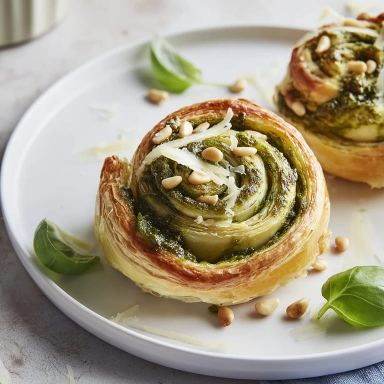 Warm, flaky Savory Bites: Star-Shaped Pesto Pinwheels, fragrant with basil pesto, perfect for a party.
