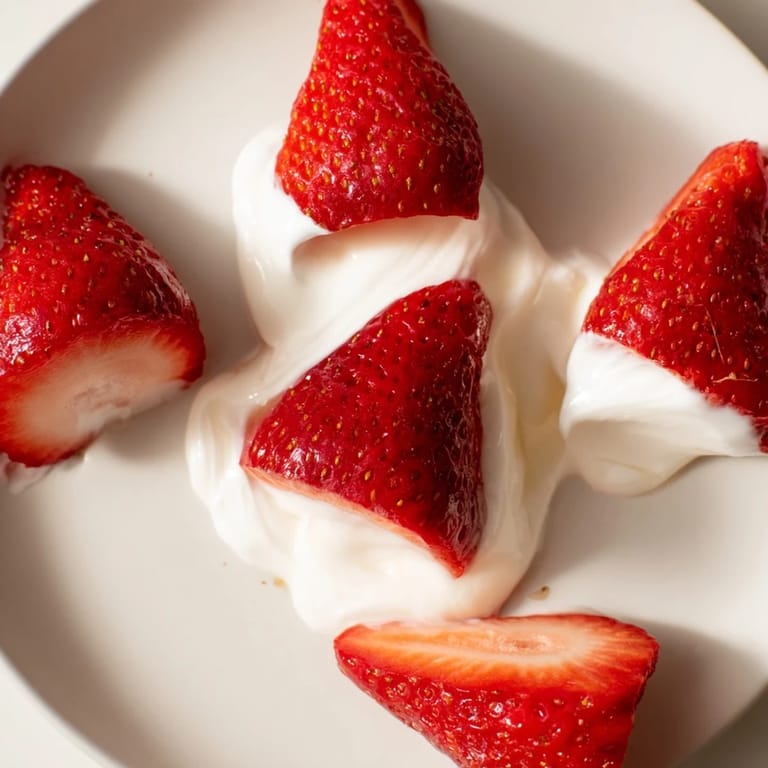 Frozen Yogurt Dipped Strawberry halves, a light and guilt-free treat, perfect for any occasion.