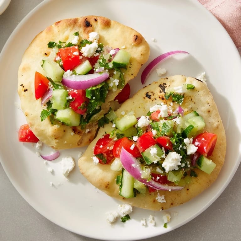 A Mediterranean spread: savory board with mini pita pockets, hummus, and colorful toppings.