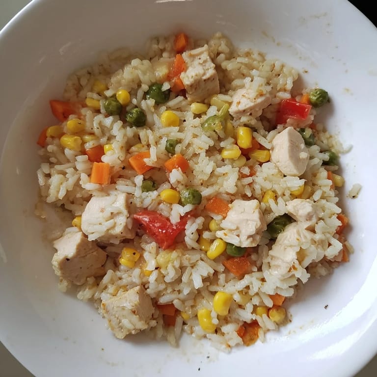 One-Pot Chicken and Rice, a hearty dish with tender chicken and fluffy rice, ready to serve hot.