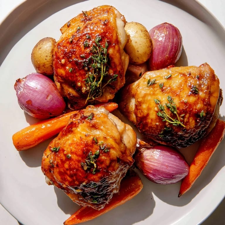 Close-up of juicy, tender Maple Dijon Chicken Thighs offering a taste of home cooking.