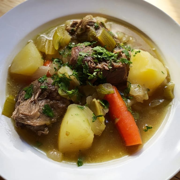 This comforting Welsh Cawl showcases succulent lamb and a rich broth, perfect for a cozy dinner.