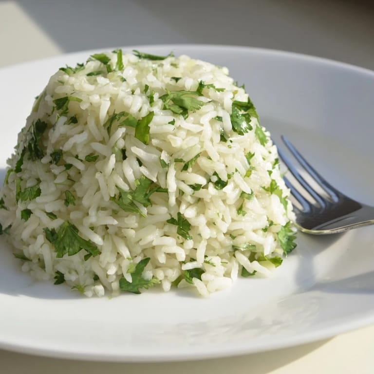 Cilantro Lime Rice, a bright vegan side dish with zesty lime aroma, ready to pair with grilled meats or tacos.