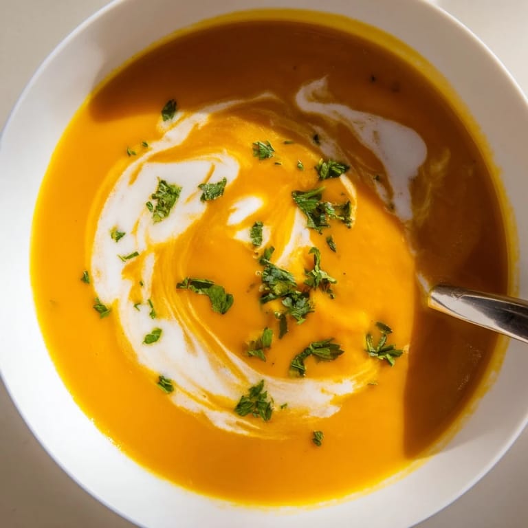 Creamy, golden Carrot Ginger Soup simmered in a pot, showcasing the velvety texture from blended carrots and zesty ginger.