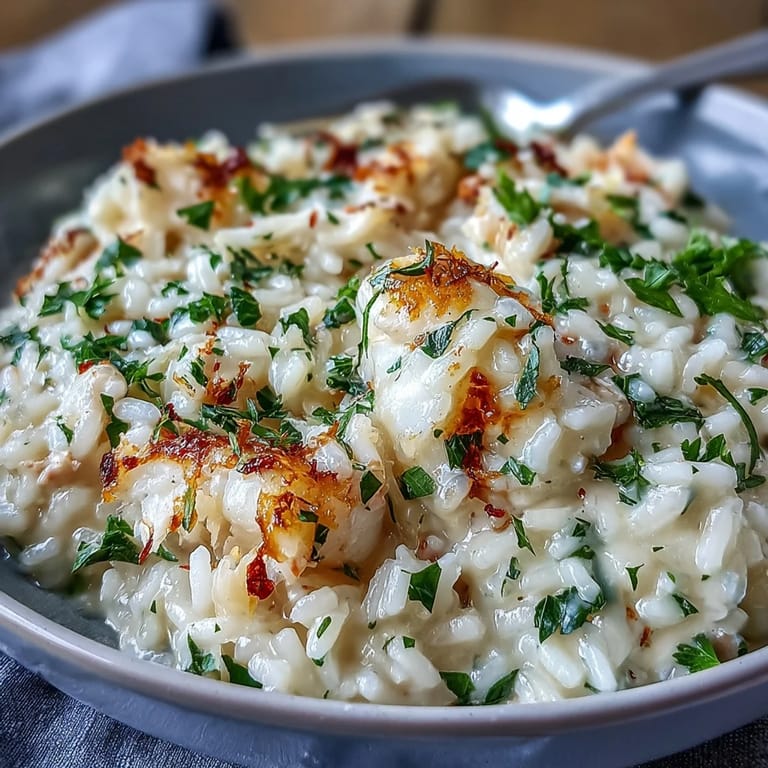 Steaming Smoked Haddock Risotto in a rustic bowl, garnished with parsley and a wedge of lemon for serving.