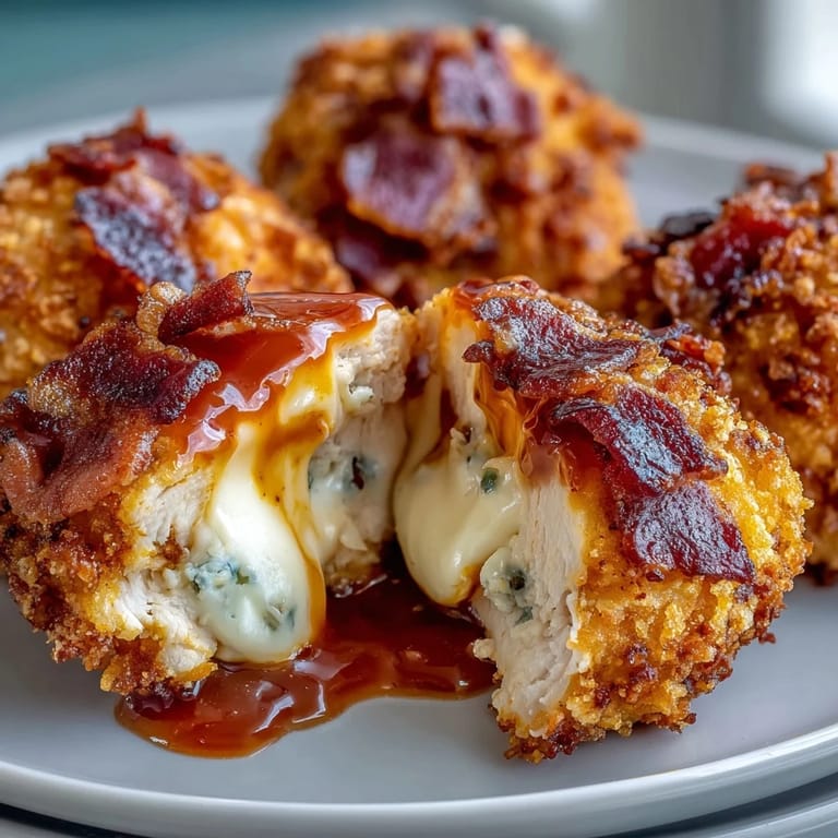 A batch of freshly cooked Buffalo Chicken Bacon Mozzarella Bombs, garnished with chopped parsley and extra bacon crumbles for an appetizer spread.