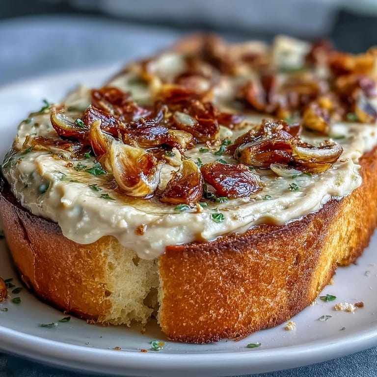 Silky white bean spread infused with sweet roasted garlic, served on crisp sourdough toast with a drizzle of olive oil. Ideal for brunch or entertaining.