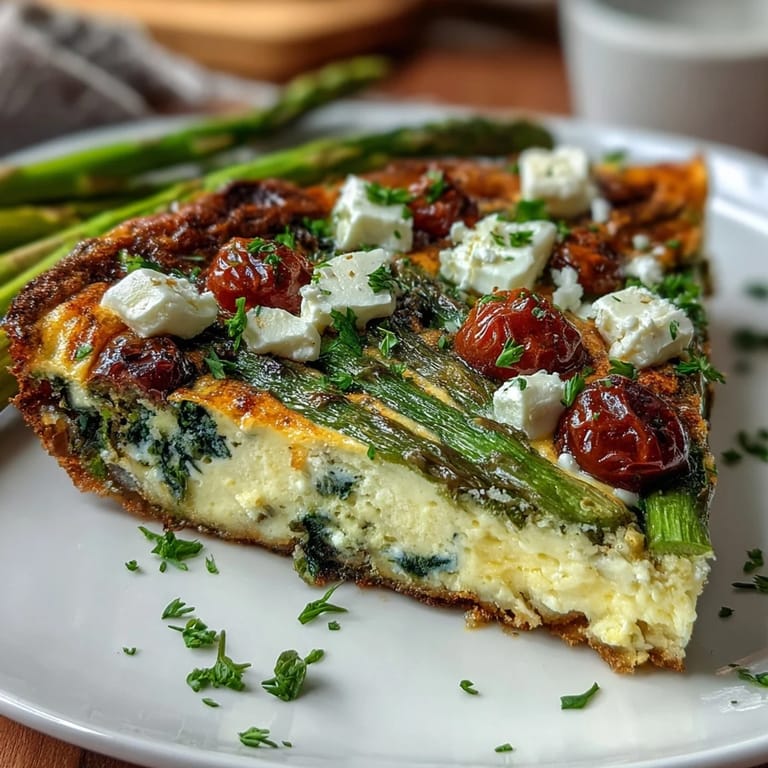 Colorful Spring Vegetable Frittata loaded with seasonal veggies, herbs, and feta, perfect for a healthy breakfast or brunch.