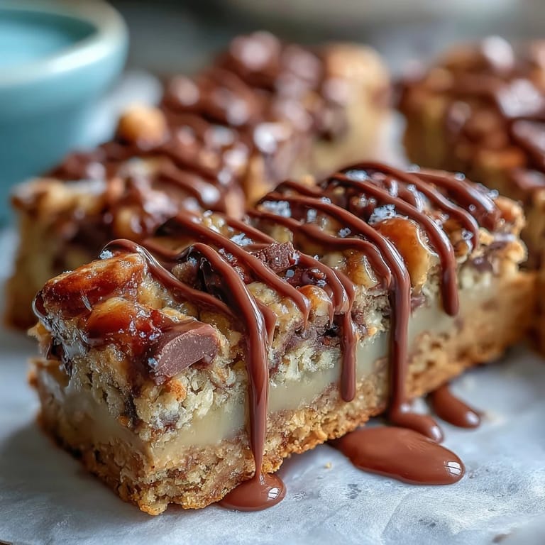 Chewy cookie bars loaded with chocolate chips, candy-coated chocolates, and a smooth white chocolate drizzle, ideal for festive graduation gatherings.