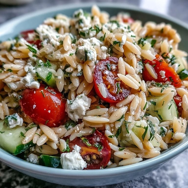 Taste Mediterranean simplicity in this Orzo Salad with feta and zesty lemon.