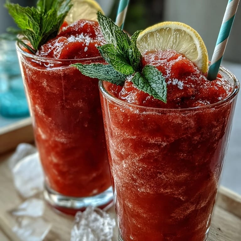 Enjoy this easy 3-ingredient Frozen Strawberry Lemonade Slushie, perfect for cooling down.