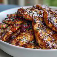 Hearty Maple Dijon Chicken Sweet Potato Bowls with roasted vegetables and wild rice, topped with pecans and cranberries for a cozy dinner.  