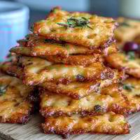 Vibrant picnic snack box with homemade sourdough Cheez-Its and fresh grapes, perfect for outdoor adventures or quick midday treats.