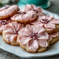 Beautiful flower-shaped cookies decorated with soft pastel royal icing, perfect for baby showers and spring celebrations.